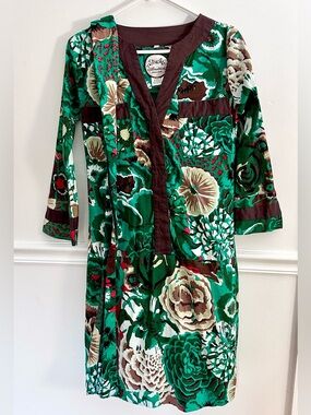 ALMATRICHI Madrid Spanish Boho Floral Mini Shift Dress Size 38 US 6